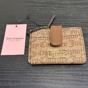 Juicy Couture Tan and Brown Card Holder with Gold Logo